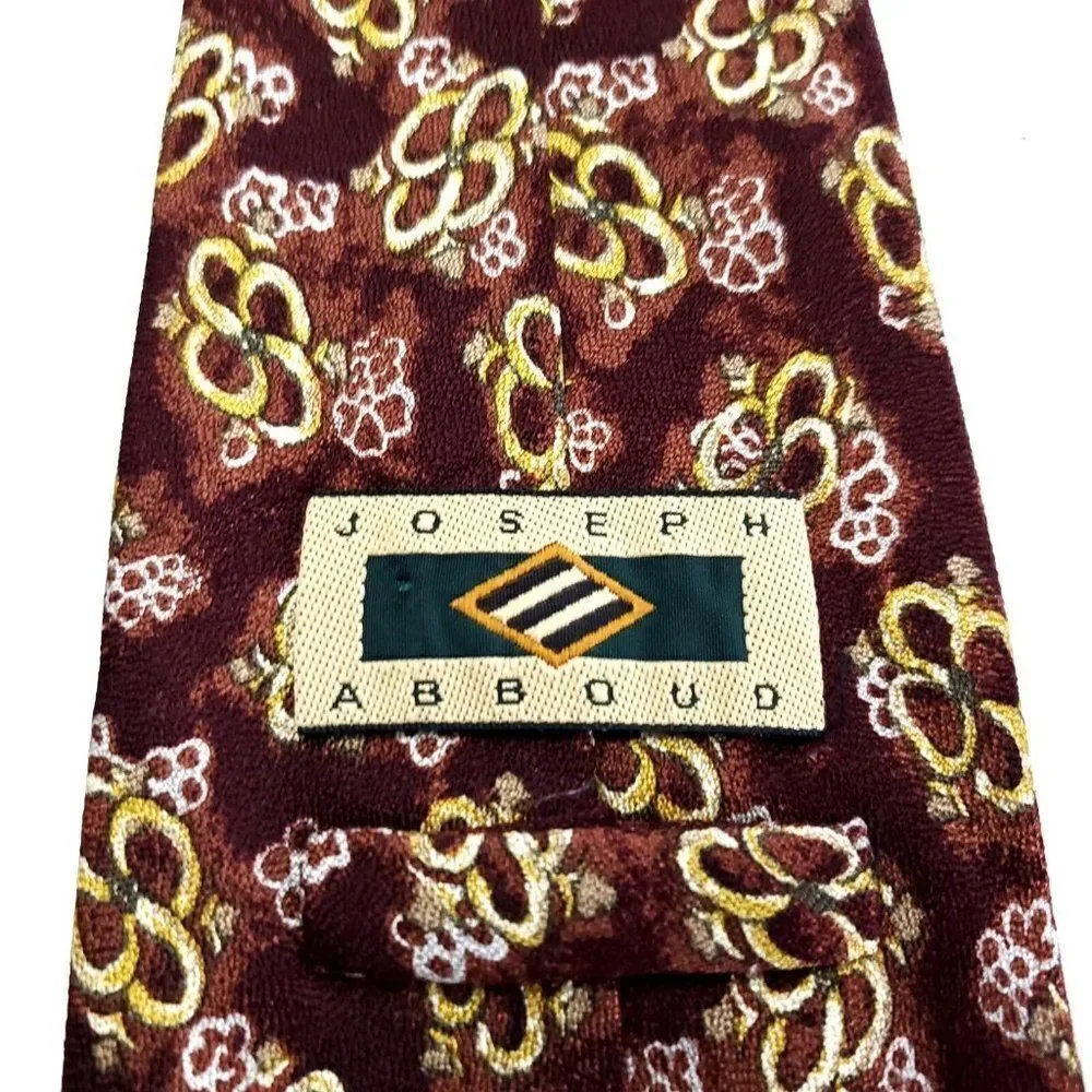 Joseph Abboud Print Floral‎ Red Wide Silk Tie